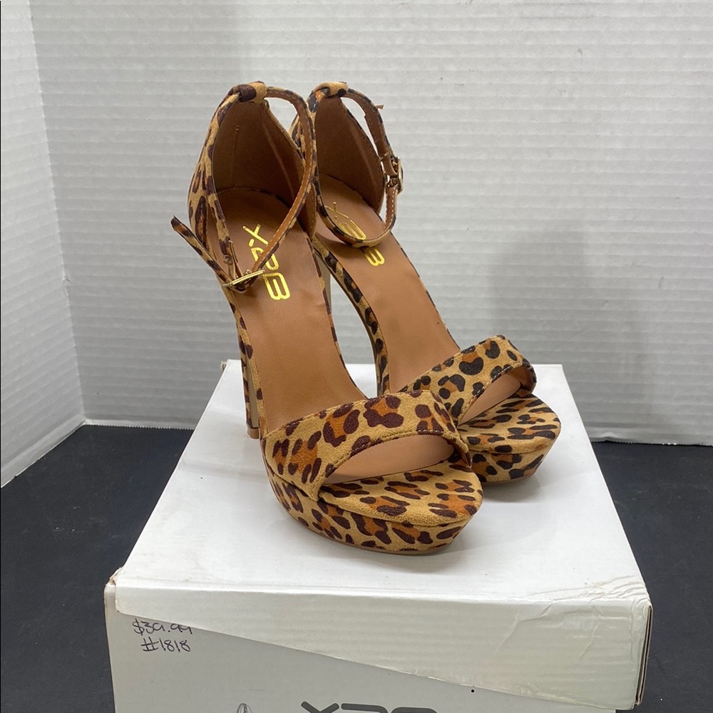 X2B Leopard High Heeled Sandals